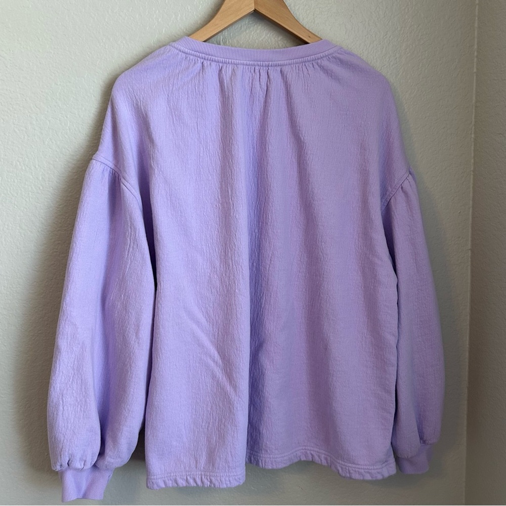Aerie Women’s Easy Street Cotton Oversized Gauzy Sweatshirt in Lavender, Large - Picture 7 of 8